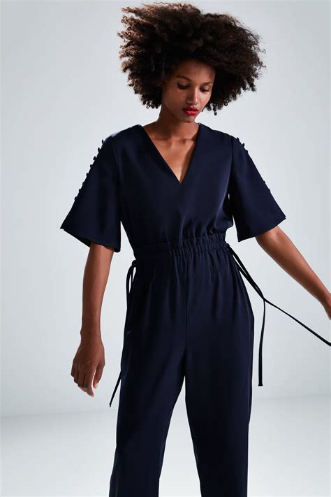 zara jumpsuit|zara navy jumpsuit.